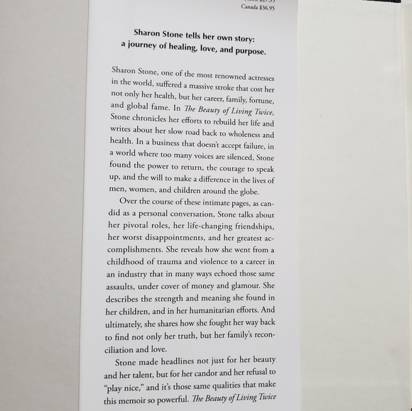 The Beauty of Living Twice By Sharon Stone Memoir Book Hardcover - Picture 2 of 4